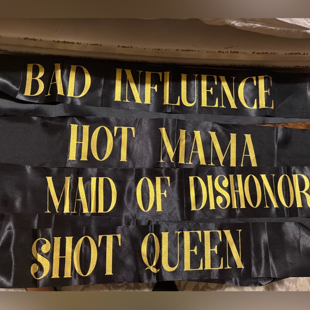 Black Sashes with Gold Lettering